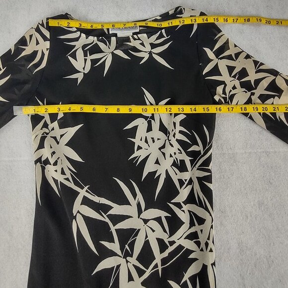 Jessica Howard Black Ivory Bamboo Print Ruffle Hem Midi Dress Size 6 - Picture 8 of 12